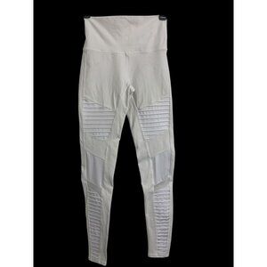 Alo Yoga High Waisted White Mesh Moto Leggings Size S Active